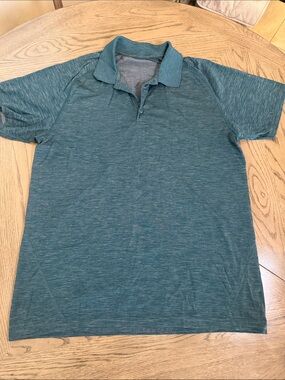 Lululemon Men's Heather Teal Polo Shirt